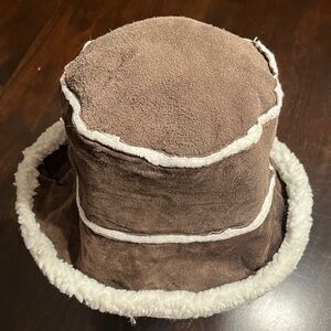 Brown Leather Bucket Hat